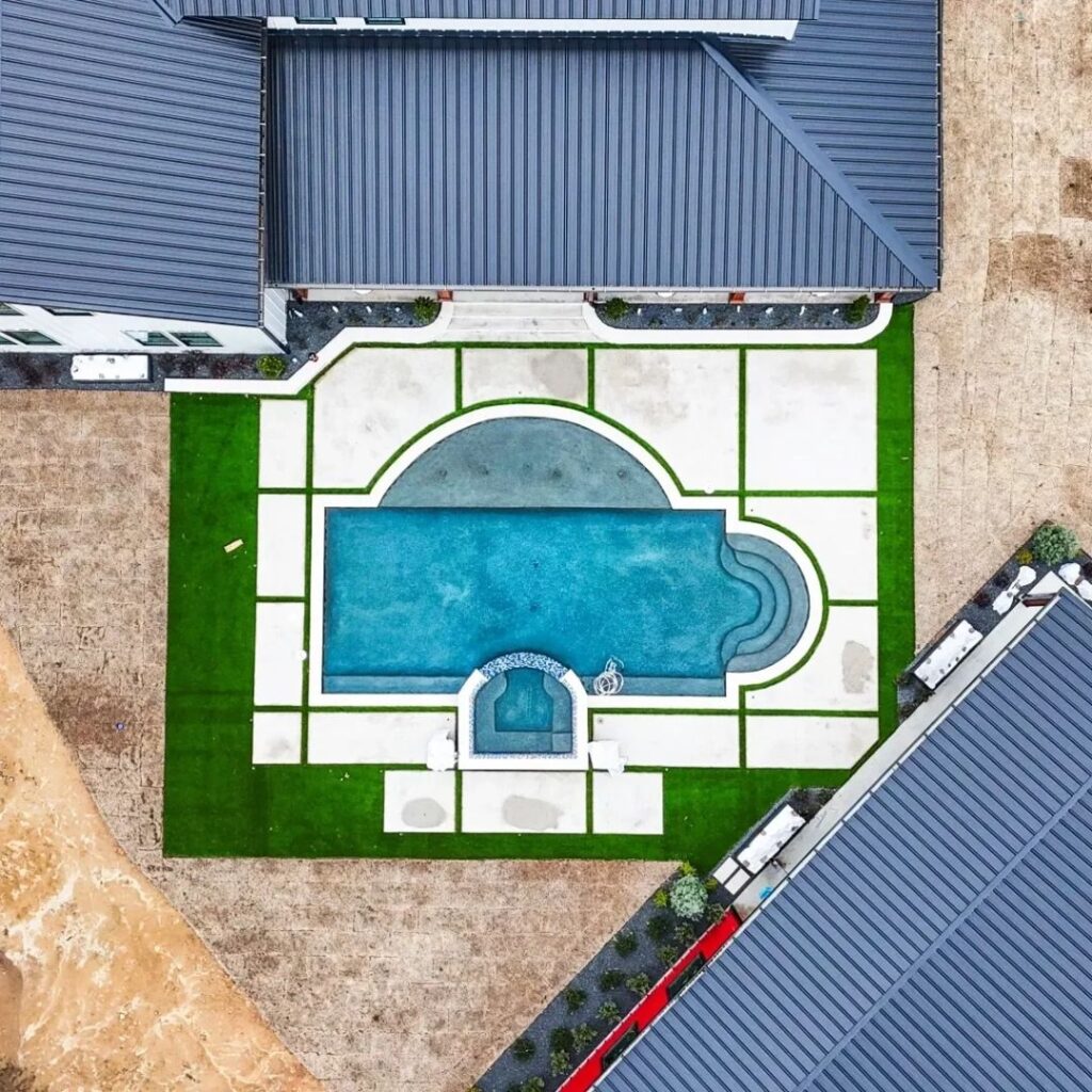Aerial View of Custom Pool by Firehouse Pools